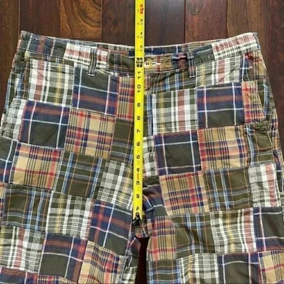 Sonoma Men’s Shorts Flat Front Chino Shorts Cotton Tan Green Blue Plaid Size 36 - Picture 15 of 16